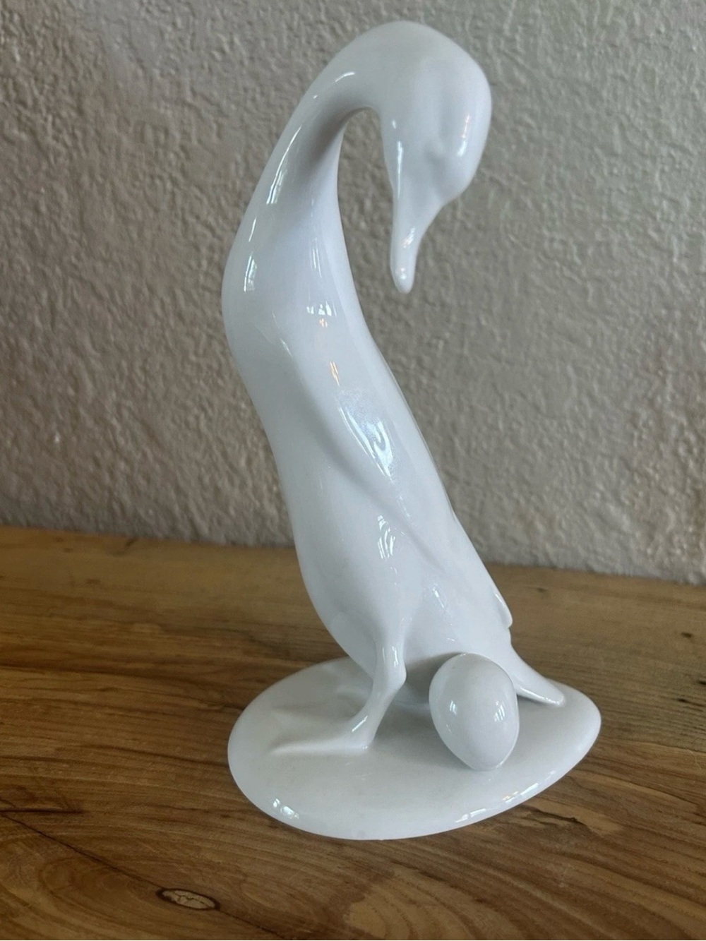 Herend Hungary White Porcelain Goose with Egg Figurine Form 536 Vintage Glossy